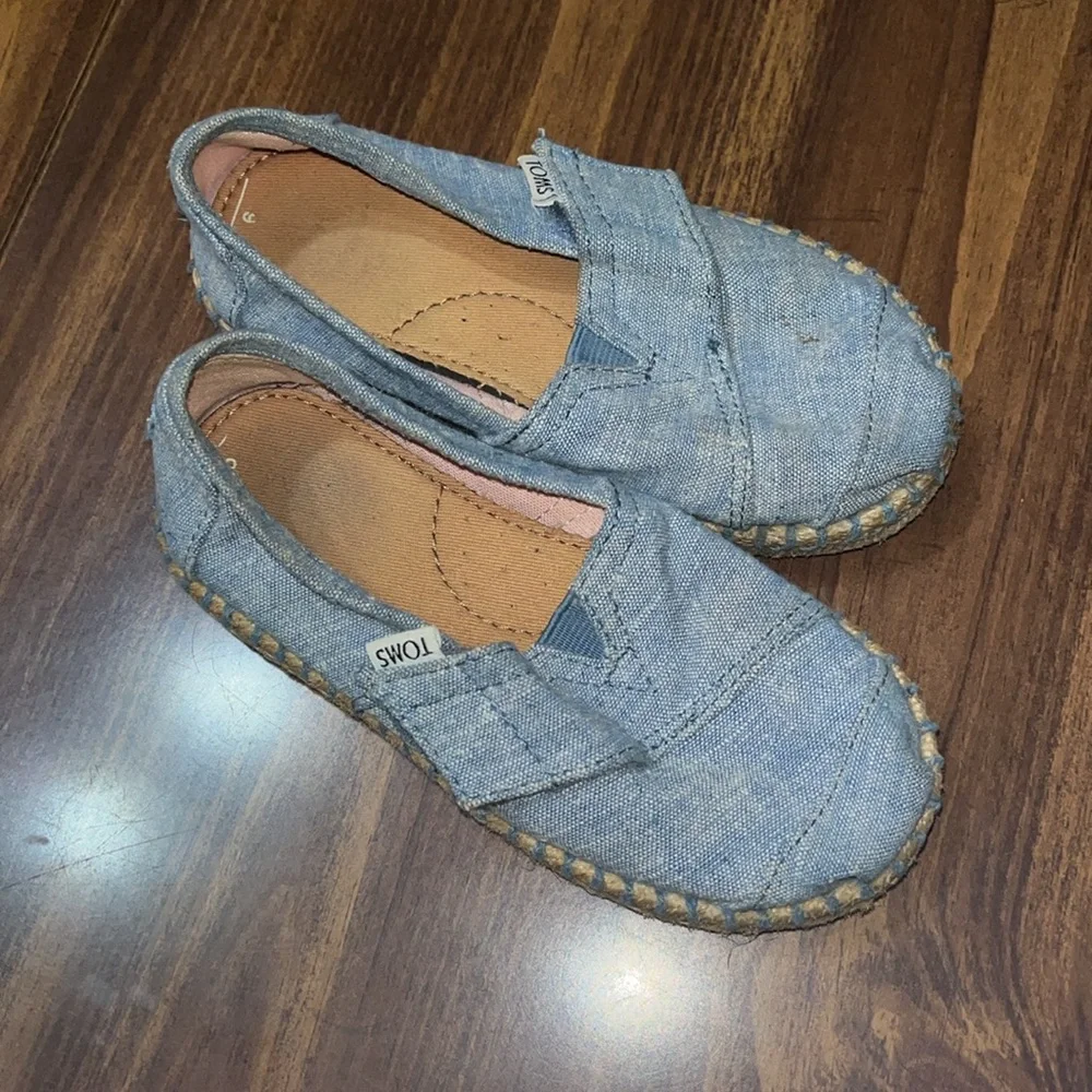 Toms Kids Light Blue Denim Slip-On Moccasins